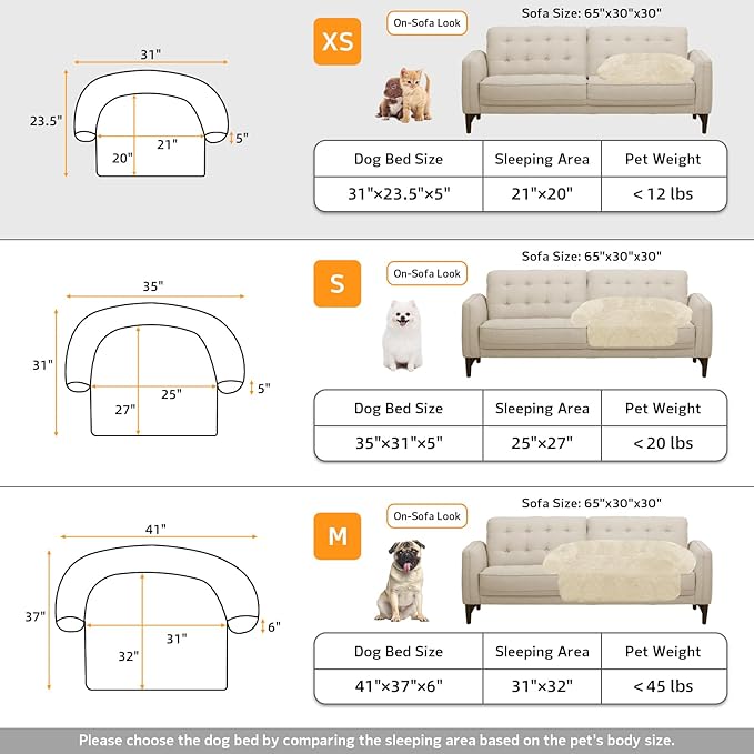 Calming Dog Bed Fluffy Plush Dog Mat for Furniture Protector with Removable Washable Cover for Large Medium Small Dogs and Cats (XS (31"x23.5"x5"), Beige)-PawvioPets