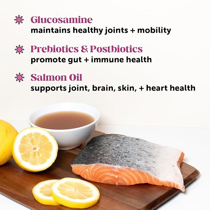 Dog Multivitamin Supplement with Salmon Oil for Dogs - Allergy Itch Relief, Digestion, Skin & Coat Health, Liquid Supplement - Dog Food Topper Bone Broth with Prebiotics (12 oz)-PawvioPets