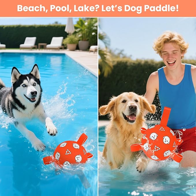 Dog Toys Soccer Ball with Straps, Durable Dog Balls, Interactive Dog Toys for Tug of War, Floating Water Puppy Toys for Indoor/Outdoor – Fun Dog Birthday Gift for Small Medium Dogs, 6 Inch-PawvioPets
