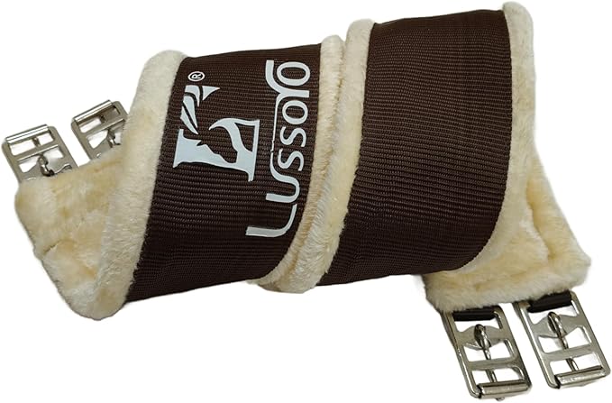 English Girth for Horse English Girth with Fleece Lightweight Horse Girth for English Saddle Size 42 (Brown)-PawvioPets