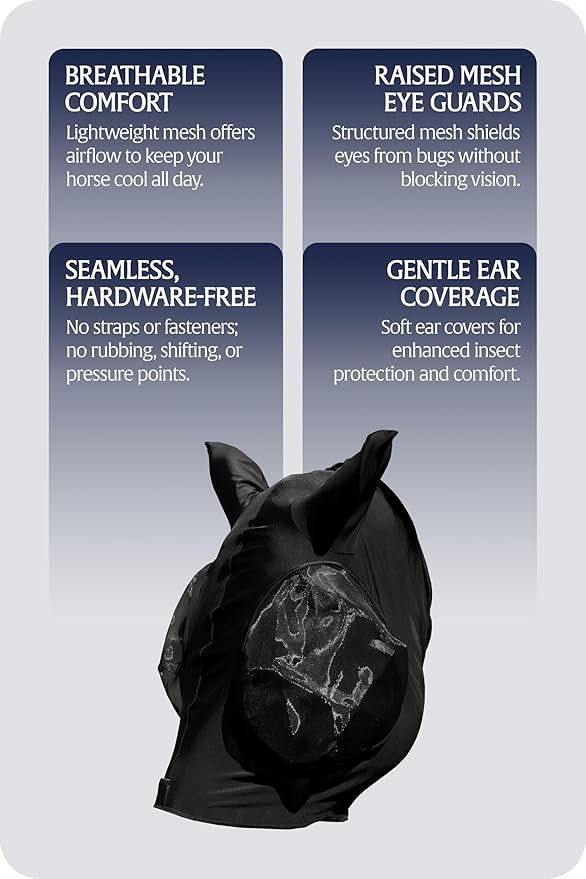 Equinavia Bug Out Fly Mask | Against Flies, Insects, UV Rays - Black - Cob-PawvioPets