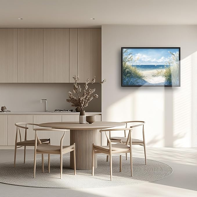 Framed Large Beach Wall Art for Living Room, Oversized Coastal Nautical Wall Decor Sailboat Canvas Seaside Pictures Modern Artwork Home Decoration for Living Room Bedroom Office 36"x24"-PawvioPets