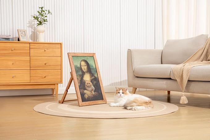 Adjustable Wooden Frame with Stand (Frame ONLY) - Perfect Pairing for Furrther Scratching Mat - Frame Dimensions: 23.6"X15" - Supported Inclinations: 30°, 70°, 180°-PawvioPets