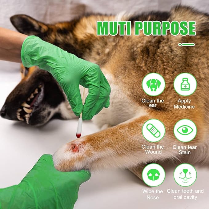 Dog Ear Cleaning Q Tips – 500 Count Cotton Swabs, 6-Inch Biodegradable Swabs for Dog Ear Care, Dog Wound Care, Safe & Eco-Friendly, Designed for Large Dogs-PawvioPets