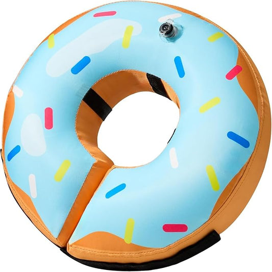 BENCMATE Inflatable Dog Cone Collar Alternative, Soft Dog Cone for Small Medium Large Dogs and Cats, Neck Recovery ECollar Donut Collar After Surgery (Large+, Donut-Blue)-PawvioPets