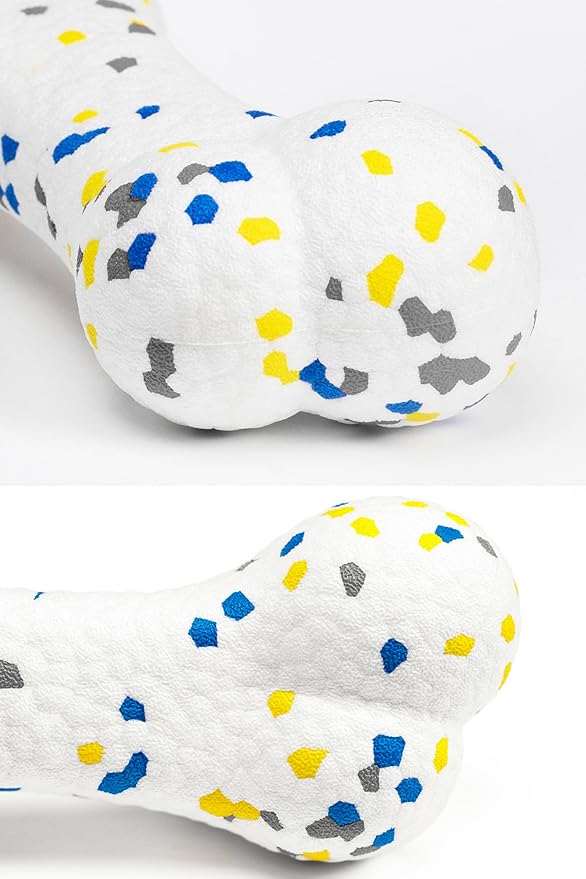 7.28" Indestructible Large Bone Balls for Aggressive Chewers Durable Stick Bouncy Interactive Chew Toy for Dogs Fetch Game Lightweight Floating Outdoor Training, White-PawvioPets