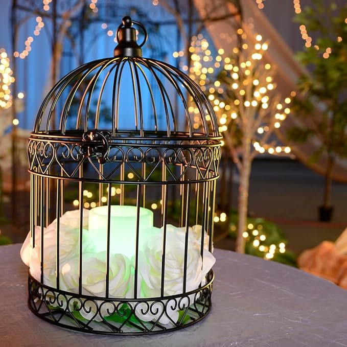 Anderson's Decorative Black Wire Birdcage Wedding Centerpiece, Table Décor, Hanging Decorations, Reusable-PawvioPets
