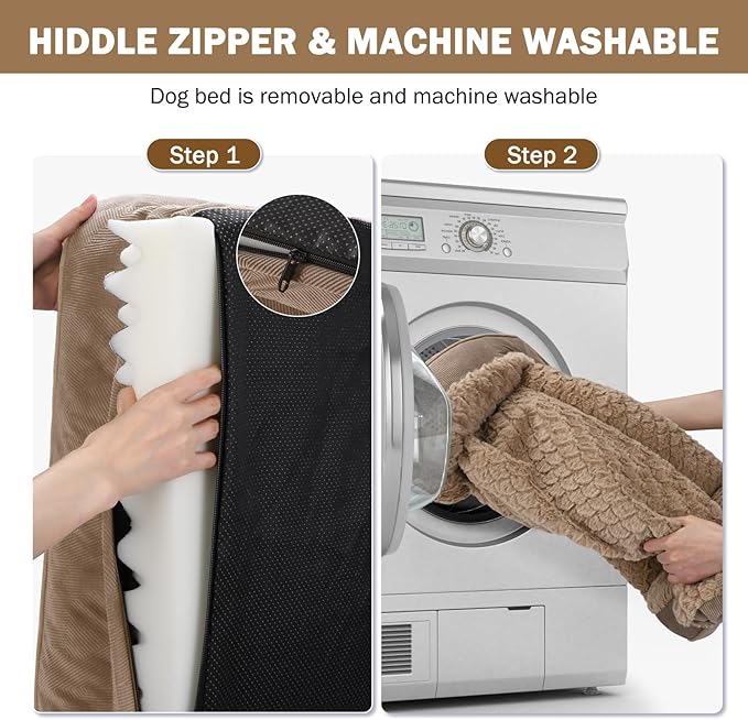 INVENHO Orthopedic Large Dog Bed, Washable Waterproof, Egg-Crate Foam Dog Couch Bed with Washable Removable Cover, Waterproof Lining and Nonskid Bottom-PawvioPets