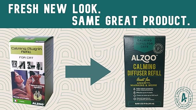 Calming Diffuser Refill for Cats, Helps Reduce Unwanted Stress-Induced Behavior, 100% Plant-Based Active Ingredients, Covers Up to 500 Sq. Ft, 1.52 Fl. Oz.-PawvioPets