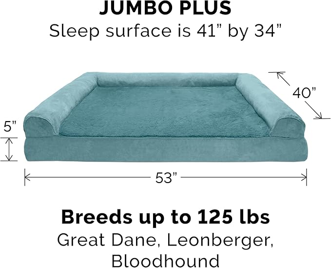 Furhaven Cooling Gel Dog Bed for Large Dogs w/ Removable Bolsters & Washable Cover, For Dogs Up to 125 lbs - Plush & Suede Sofa - Deep Pool, Jumbo Plus/XXL-PawvioPets