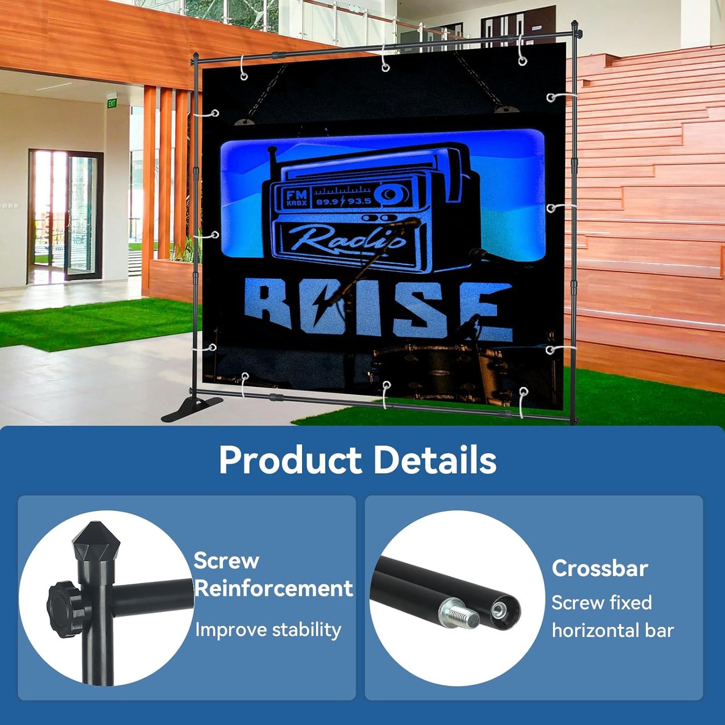 8x8 FT(WxH) Heavy Duty Backdrop Banner Stand with Adjustable Telescopic Tube,Step and Repeat Stand for Parties, Photo Booths, Exhibit Events and More Easy to Install(Carrying Bag Included)