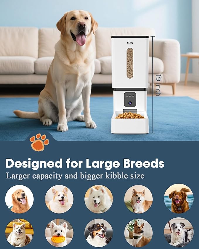 Automatic Dog Feeder Large Breed with Camera - 12L/50 Cups 5G WiFi App Control Dog Food Dispenser, Easy Setup, HD 1080P Video with Night Vision by Yakry-PawvioPets