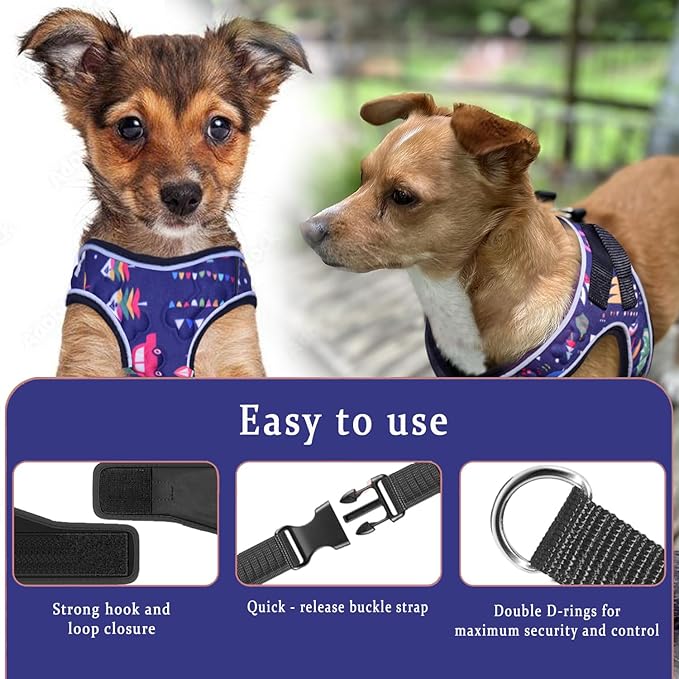 Comfort Fit Dog Harness No Pull with Adjustable Buckles Soft Padded Reflective Choke Step-in Pet Vest with Easy Control Handle for Small Medium Large Dogs & Puppies for Walking Running Training-PawvioPets
