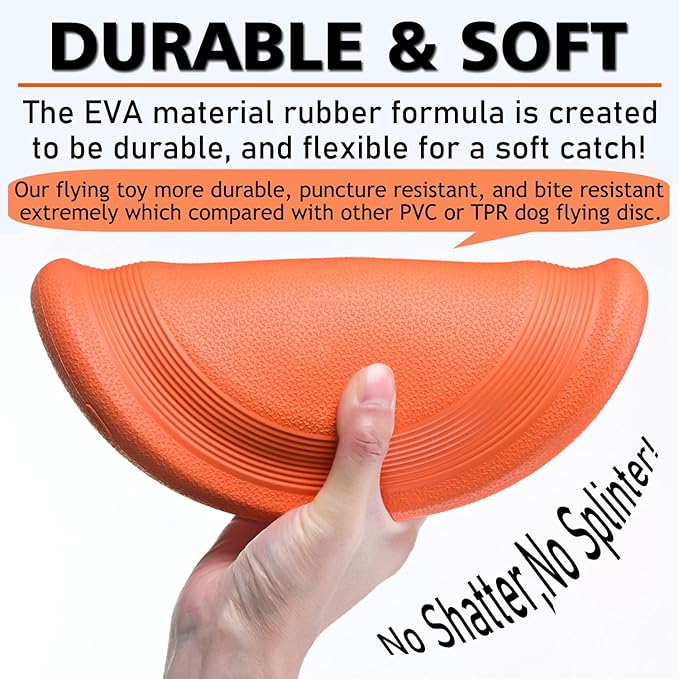 Dog Flying Disc (2 Pack) - Durable Rubber Flying Disc Dog Toy - 9.25" Indestructible Rubber Dog Flying Disc - Puncture Resistant & Bite Resistant Extremely - for Medium Large Dogs-PawvioPets