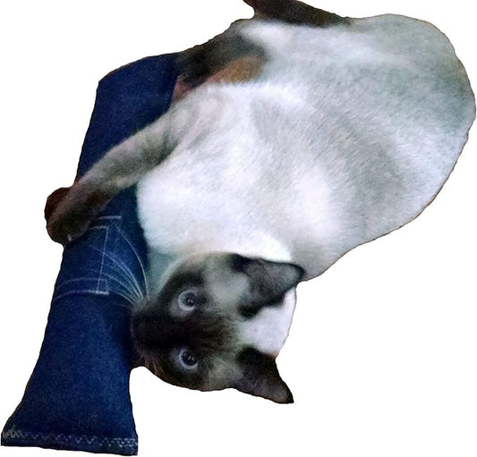 15" Cat Kicker Toy with Refillable Catnip Pocket (Denim) - Filled with Premium Canadian Catnip-PawvioPets