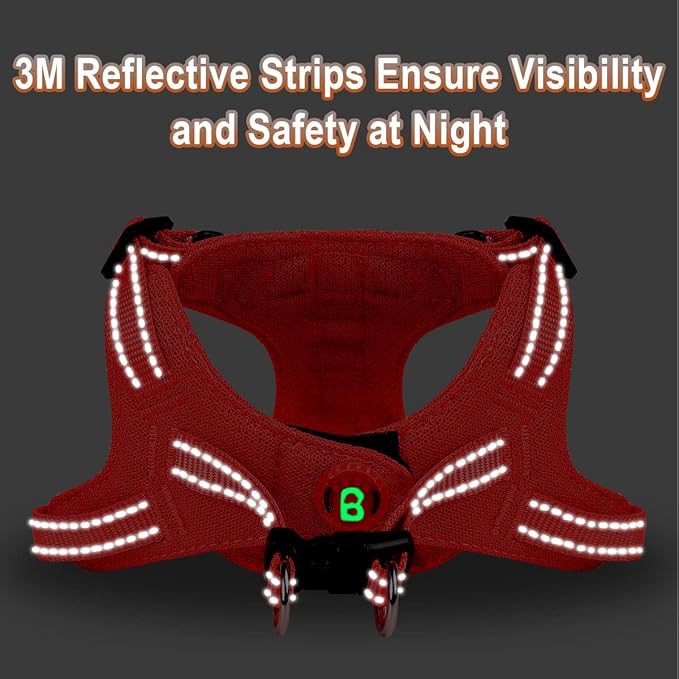 Dog Harness Step in Dog Vest Harness, Reflective Adjustable Puppy No Pull Harness Breathable Soft for Small and Medium Dogs Cats, Red, XS-PawvioPets