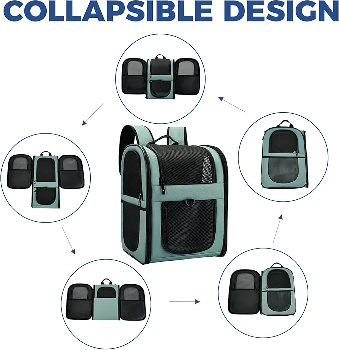 Apollo Walker Dog & Cat Carrier Backpack for 4-15lb Pets - Ventilated Safe Design with Padded Back Support, Breathable Mesh Pet Backpack for Hiking, Travel, Outdoor (Blue)-PawvioPets