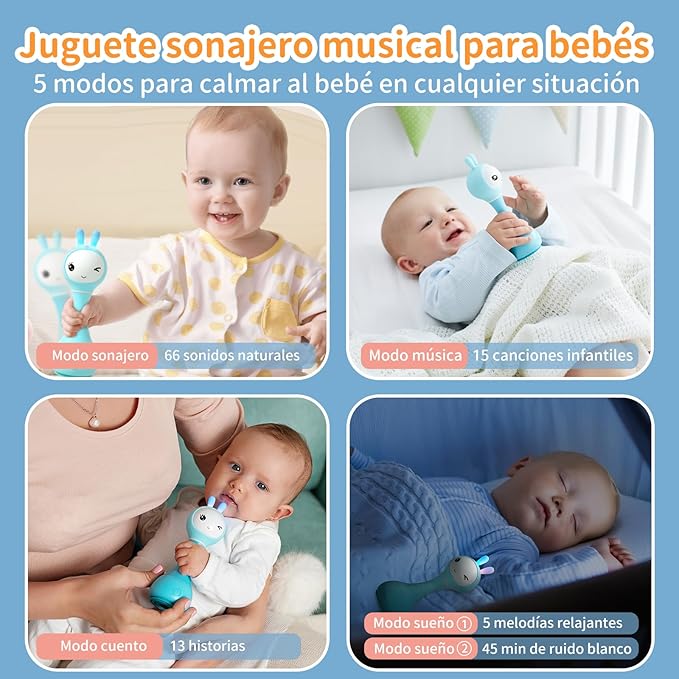 alilo Sonajero Musical para Bebés 0-12 Meses, Juguete con Luz, 66 Sonidos, 15 Canciones, 13 Cuentos, 5 Canciones de Cuna, Ruido Blanco, Reconocimiento de Colores, Regalo Recién Nacido-PawvioPets