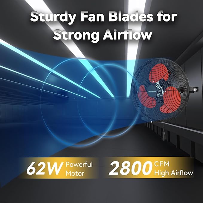 12 Inch Wall Fan Pro Series - Indoor High Velocity Wall Mount Fan for Commercial, Residential, Warehouse, Covered Patio, Shop, Garage, Barn, Gazebo 3 Speed 2800 CFM UL Safety Listed-PawvioPets