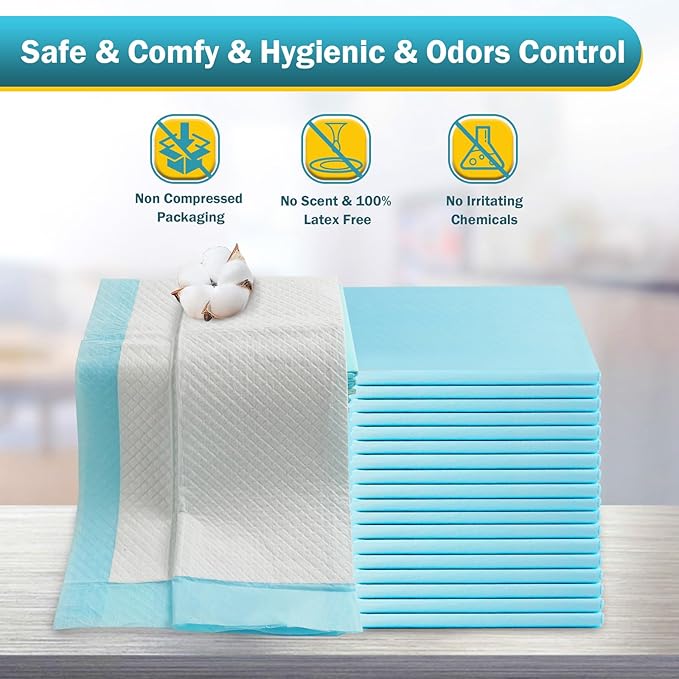 100 Count Bed Pads 30"x36" (No Adhesive Strip) Thicken Adults Incontinence Underpads Disposable, Heavy Duty Absorbent Chucks Waterproof, XL Extra Large Puppy Pee Training Pad-PawvioPets