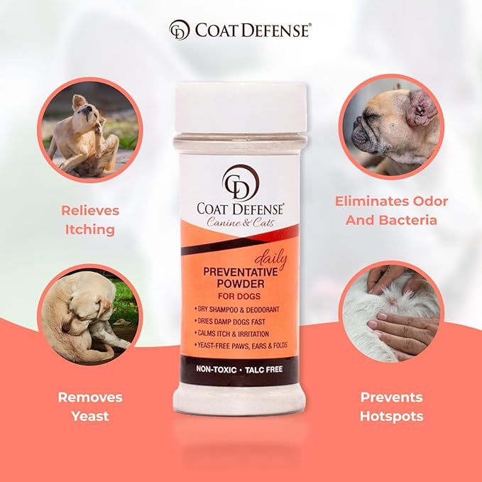 COAT DEFENSE Paw Licker Bundle | Dry Powder for Dogs & Sensitive Skin Dog Shampoo for Allergies and Itching | Smell & Itch Relief | Itchy Skin Relief & Yeast Dog Treatment-PawvioPets