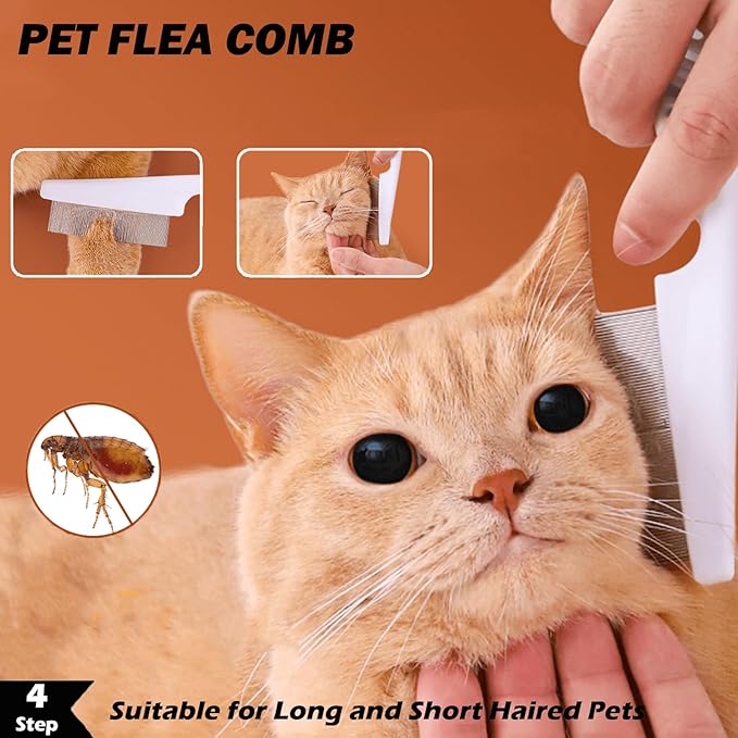 5 Pack Pet Steam Brush Kit – Pet Water Brush for Cats Shedding – Includes Steam Brushes, Undercoat Rake, Massage & Flea Comb for Cats and Dogs - Matted Fur Dematting Tool-PawvioPets