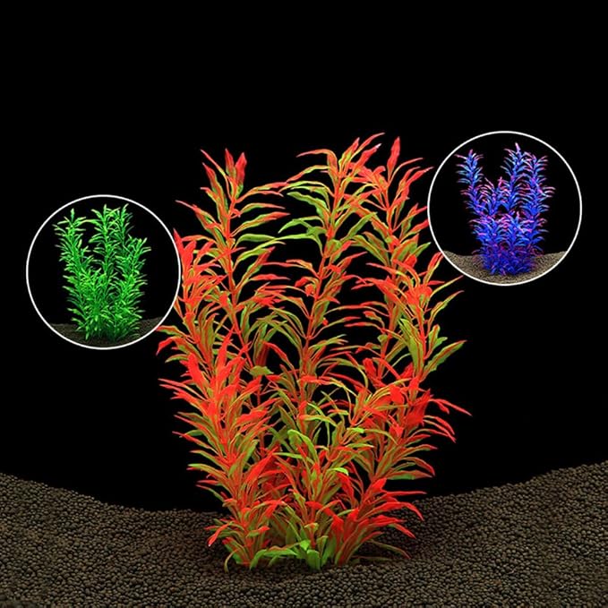 DSkoiph 2 pcs Aquarium Decor Plastic Plants Extra Large 21 Inches Artificial Fish Tank Plants Tall Fish Tank Decorations Artificial Green Water Plants (Wine)-PawvioPets