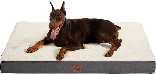 Bedsure XXL Dog Bed for Large Dogs - Orthopedic Flat Giant Pet Beds with Removable Washable Cover, Jumbo Egg Crate Foam Mat, Suitable for Pet Up to 150 lbs-PawvioPets
