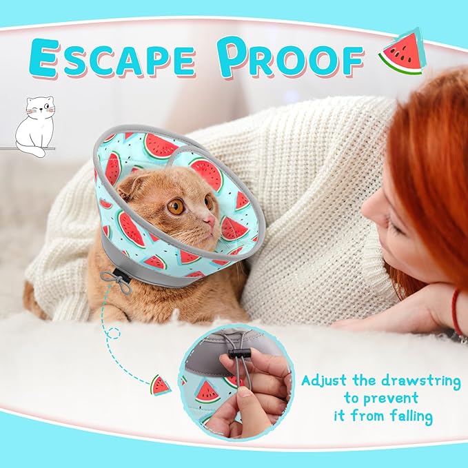 Cat Cone Collar Soft to Stop Licking, Adjustable, Foldable Lightweight Kitten Cones After Surgery Recovery for Cats & Kittens, Cat Cone Alternative (Blue, L)-PawvioPets