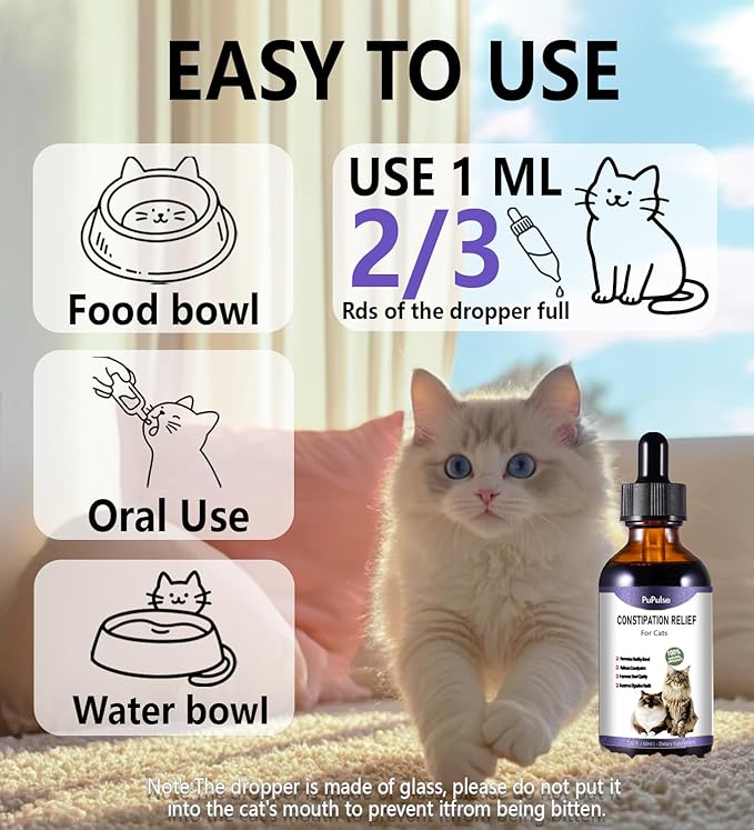 Cat Constipation Relief, Constipation Relief for Cat, Cat Laxative Constipation Relief, 100% Natural Cat Laxative with Probiotics Cat Stool Softener, Promotes Digestive Health - 2 fl oz-PawvioPets