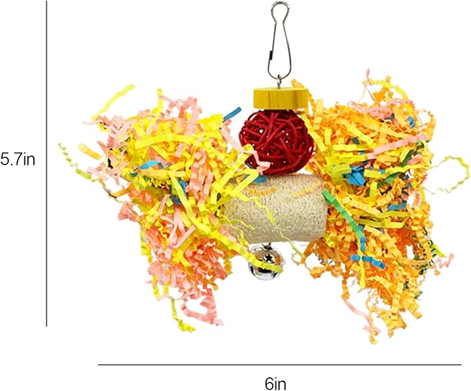 EBaokuup Bird Parrots Shredding Toys Parakeet Chewing Toys Bird Loofah Toys Parrot Cage Shredder Toys Bird Foraging Hanging Toys Bird Accessories for Parrots Lovebird Cockatiel Conure African Grey-PawvioPets