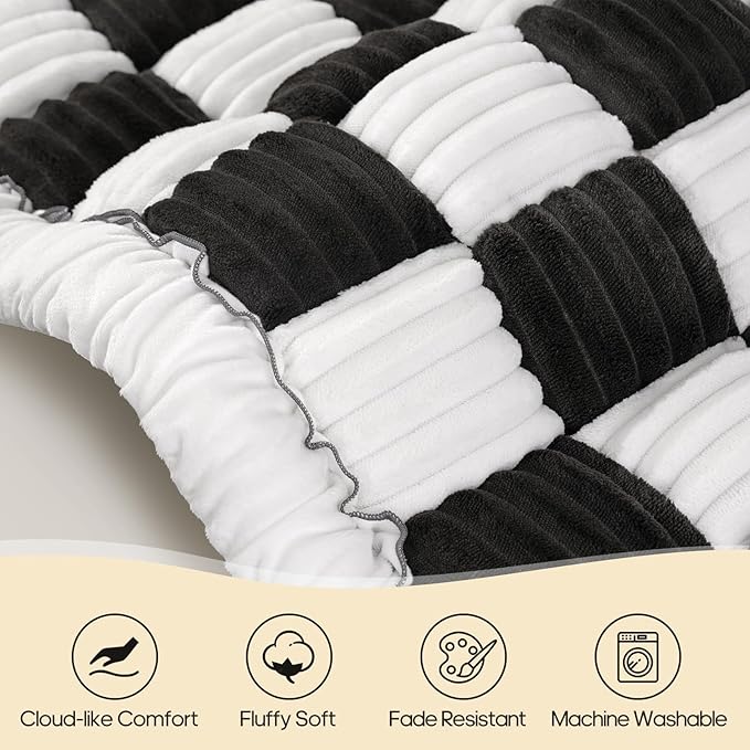 Backseat Pet Bed Mat, Non-Slip Plaid Dog Bed for Car Back Seat, Flannel Backseat Dog Bed, Fit for Backseat Extenders and Trucks SUVs (Black&White, 24.8x54 inch)-PawvioPets