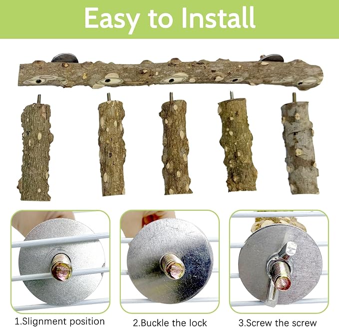BNOSDM Natural Wood Bird Ladder Perch 6Pcs Parrot Stand Branches Climbing Chewing Stick Parakeet Swing Toys Cage Accessories Paw Grinding Fork Sets for Lovebirds Cockatiels Conure Budgies-PawvioPets