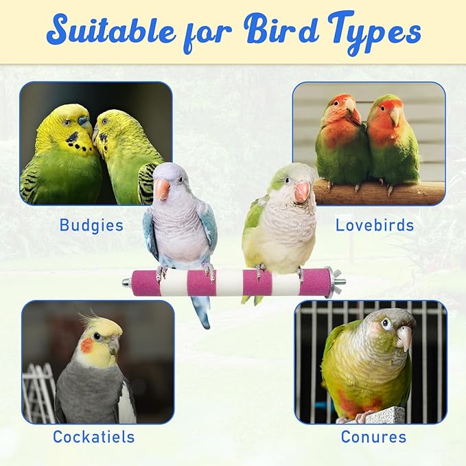 Bird Perches for Cage Bird Cage Accessories Toys Parrot Sand Paw Grinding Stick for Budgies Lovebirds Cockatiels Conures Quakers Small to Medium Birds-PawvioPets
