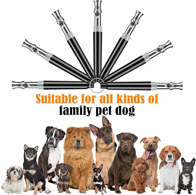 Dog Whistle, Dog Whistle to Stop Barking Neighbors Dog, Adjustable Ultrasonic Silent Training Device, Black-PawvioPets