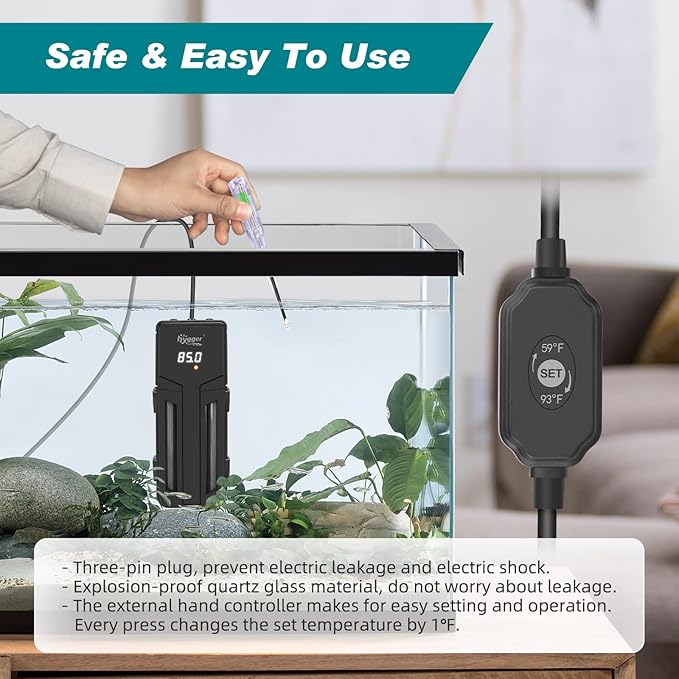 hygger Aquarium Heater,500W/800W/1200W Submersible Fish Tank Water Heater Double Quartz Explosion-Proof with for Freshwater Saltwater Tank-PawvioPets