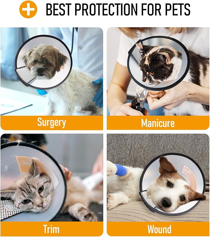 Adjustable Dog Cone Collar After Surgery Soft Cone of Shame Alternatives for Dog Cat Puppy Plastic Elizabethan Collar for Dogs from Licking Biting Scratching Wounds(M,Neck:9.0-10.6in)-PawvioPets