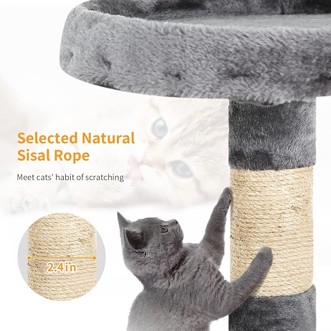 BestPet Cat Tree 36 inch Tall Scratching Toy Activity Centre Cat Tower Cat Condo Multi-Level Furniture Scratching Posts for Indoor Cats,Light Gray-PawvioPets