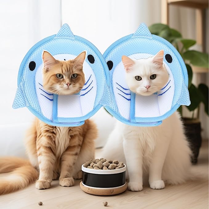 Cat Collar Cute Cat Recovery Collar Breathable Adjustable Soft Lightweight Pet Neck to Stop Licking Scratching After Surgery for Pets Dogs Kittes-PawvioPets