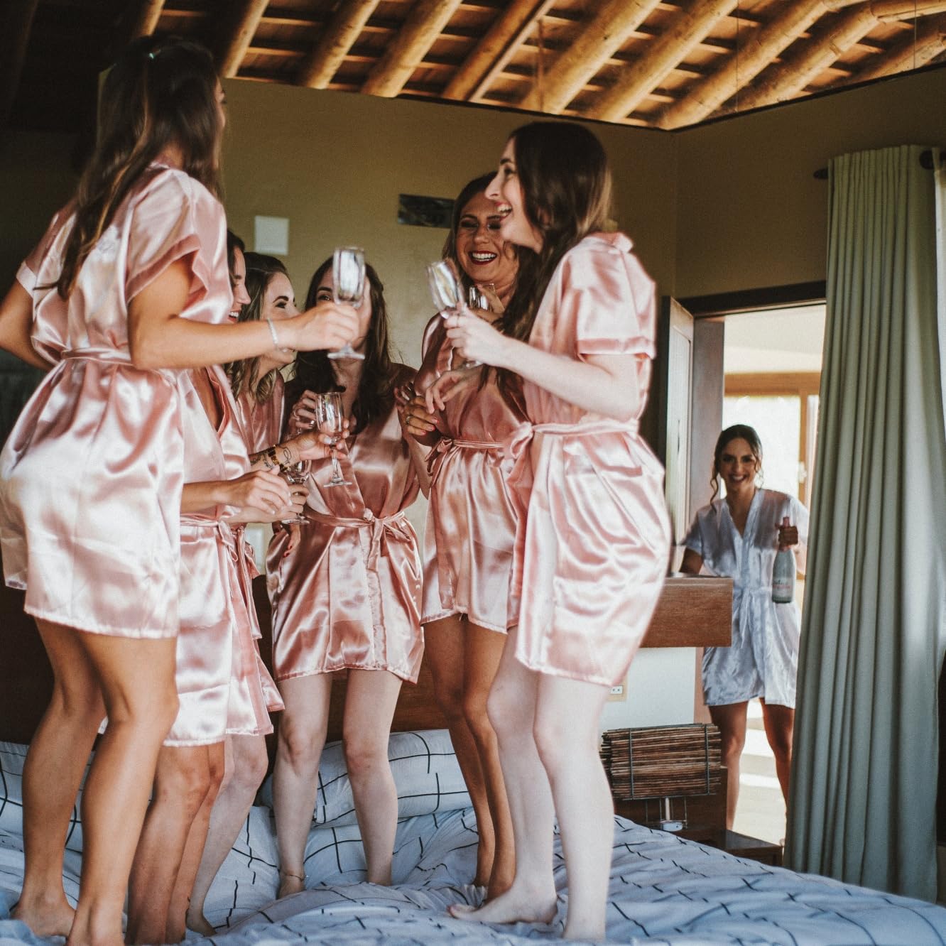 Bridesmaid Scrunchies Proposal Gifts 4.1inch square Hair Claws Bachelorette Hair Clip heart sunglasses Girls gift for Wedding Party Favors (White&Dusty Blue)