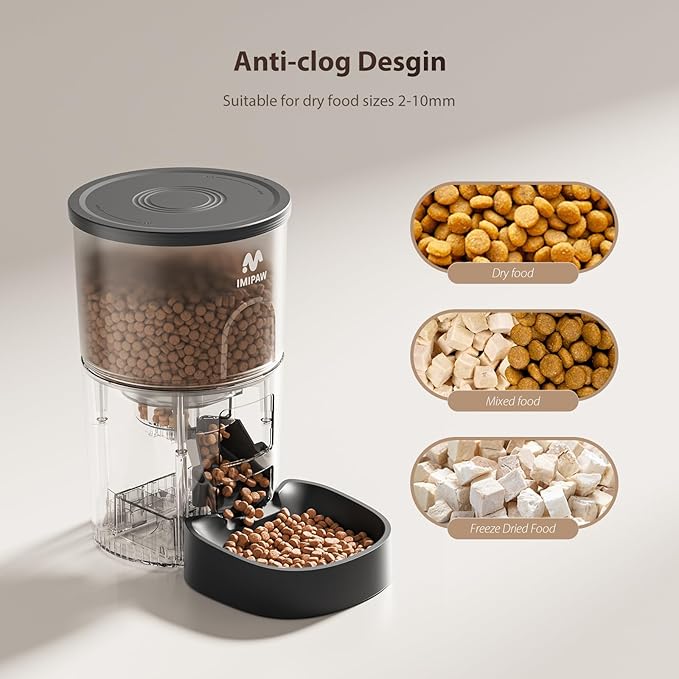 Automatic Cat Feeders, 3L Timed Cat Dry Food Dispenser, Dual Power Supply, Programmable Portion Size, 1-6 Meals Per Day, Auto Pet Feeder for Cats and Small Dogs-PawvioPets