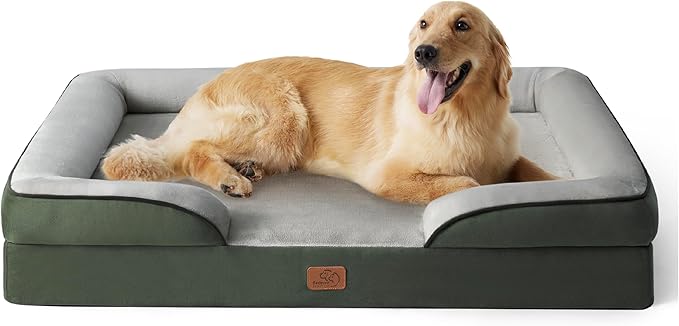 Bedsure XL Plus Orthopedic Dog Bed for Extra Large Dogs - Waterproof XLarge Dog Cat Bed, Comfort Dogs Couch Sofa with Washable Removable Cover, Pet Bed with Nonskid Bottom, Boreal Canopy Green, 48"-PawvioPets