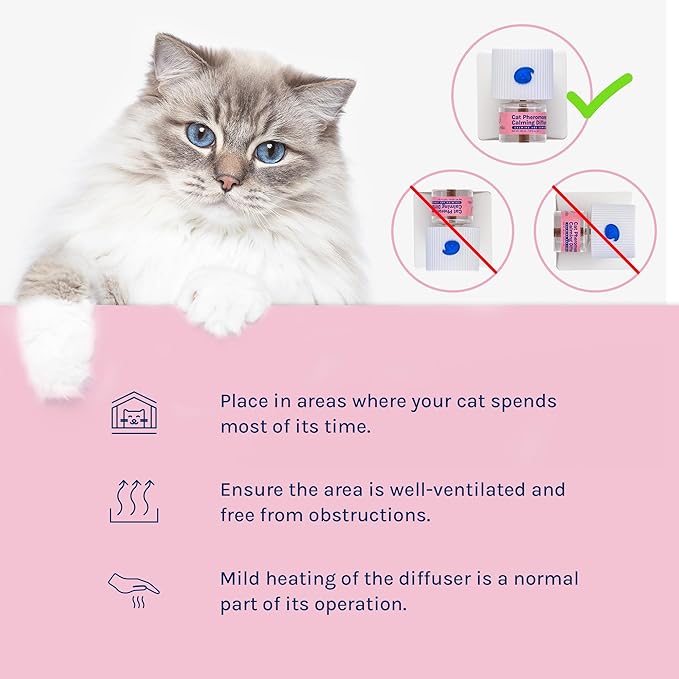 Cat Calming Pheromones Diffuser: 2 Classic Cats Plug in Refill Diffusers for Relaxation & Comfort - Reduce Stress Barking & Scratching - Indoor 60 Days Supply-PawvioPets