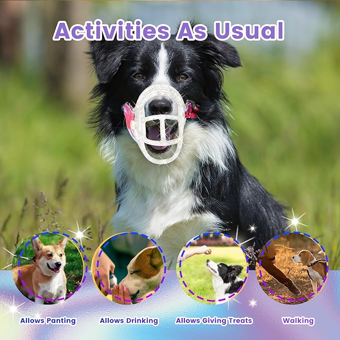 Basket Muzzle Allows Panting Drinking, Anti Biting Chewing, Suitable for Grooming Trimming Training, Transparent, Size 2-PawvioPets