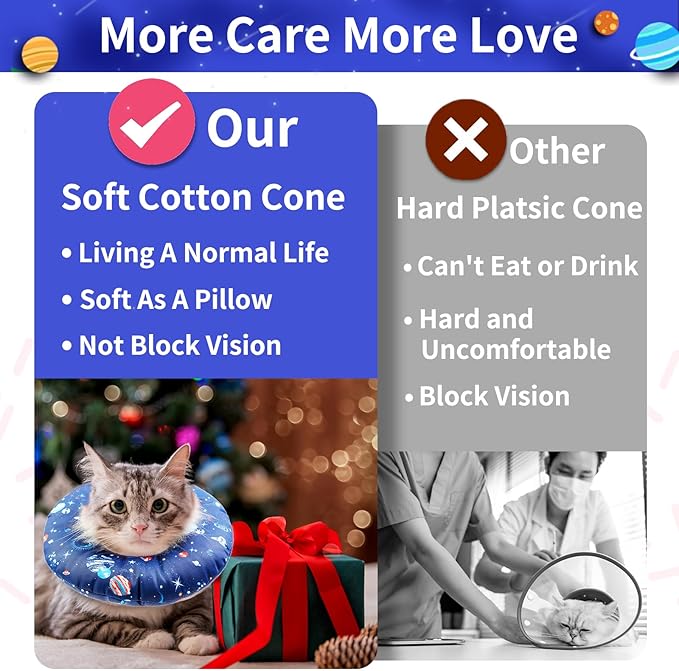 Cat Cone Collar Soft, Waterproof Cat Recovery Collar for Wound Healing Cute Donut Adjustable Kittens Cones to Stop Licking Comfortable Neck Elizabethan Collars for Cats Kittens After Surgery-PawvioPets