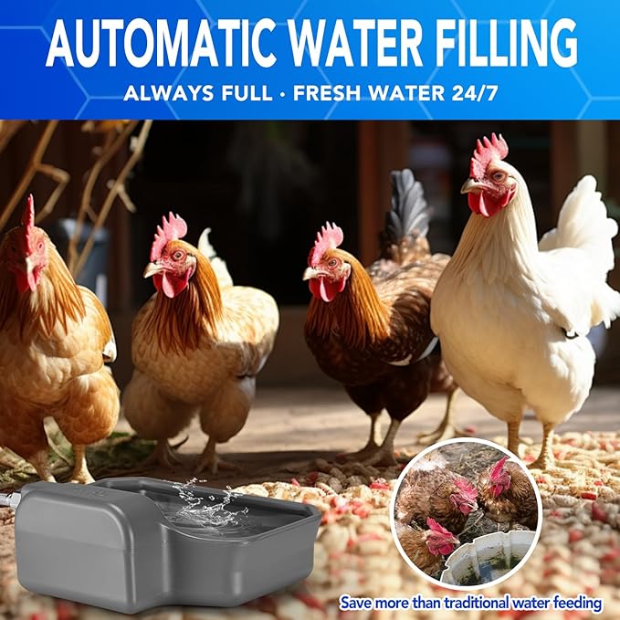 Automatic Water Dispenser for Dogs 1 Gallon, Large Dog Water Bowl Dispenser for Outdoor, Pet Water Bowl Feeder for Livestock, Dog Waterer for 3/4" Faucet, Easy to Install, Large Drinking Area, Gray-PawvioPets