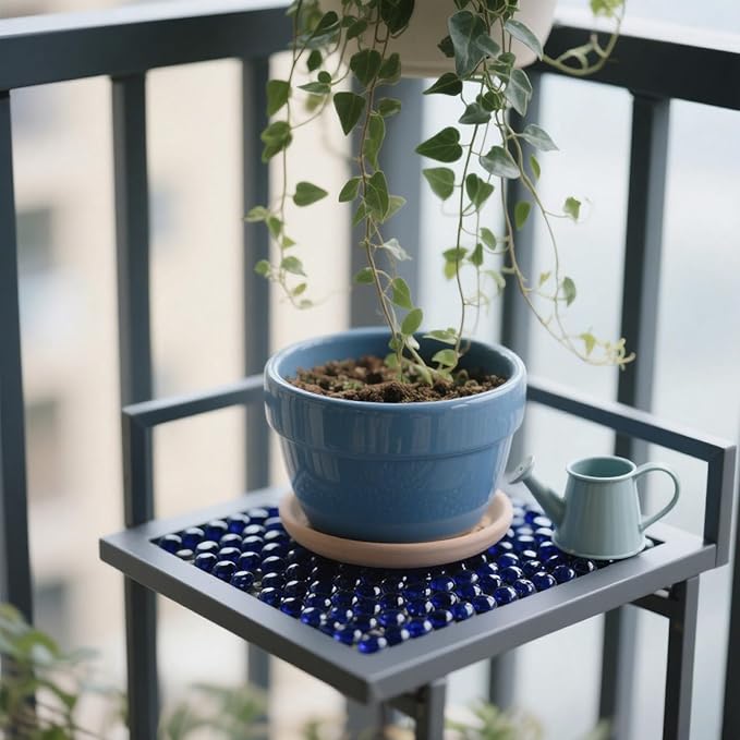 2.16LB Glass Beads Vase Filler Aquarium Gravel Decor Flat Glass Marbles Gems Pebbles Fish Tank Rocks Home Decorative Art Craft - Cobalt Blue-PawvioPets