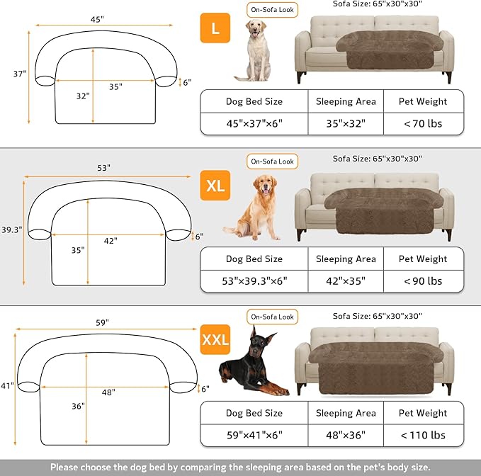 Calming Dog Bed Fluffy Plush Dog Mat for Furniture Protector with Removable Washable Cover for Large Medium Small Dogs and Cats (Extra Large (53x39.3x6), Camel)-PawvioPets