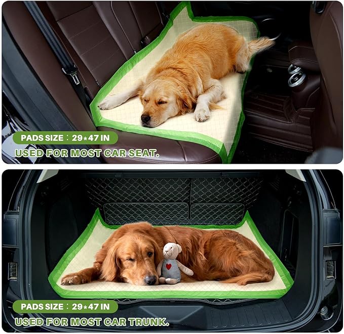 Gardner Pet Dog Pee Pads Extra Large 29"x47", XL Thicker ECO Green Disposable Puppy Training Pads Super Absorbent Full Edge-Wrapping Pad for Dogs, Puppies, Cats, Rabbits (50 Count)-PawvioPets