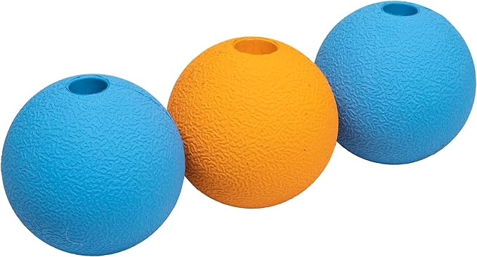 Amazon Basics Dog Toys, Interactive Supreme Rubber Balls, (Pack of 3), 2.5 inch, Blue, Orange-PawvioPets